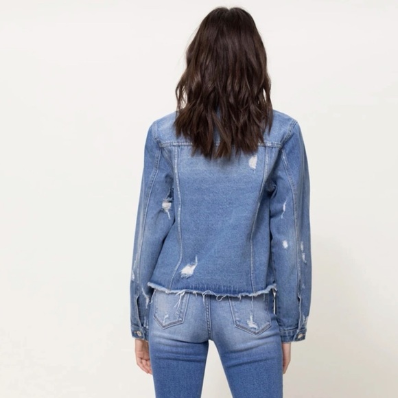 Vervet /New NIGHT RIDER • POCKETED DISTRESSED DENIM JACKET - Picture 12 of 16